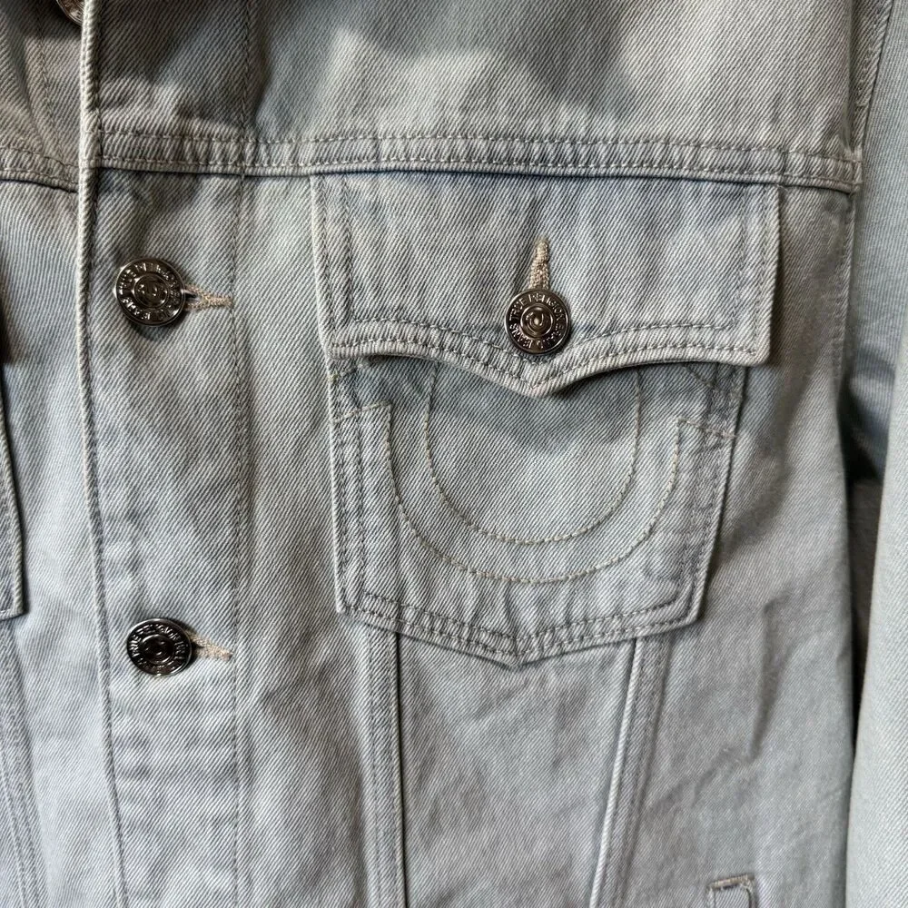 NWT True‎ Religion Jesse Trucker Denim Jacket Light Blossom Wash Men’s large